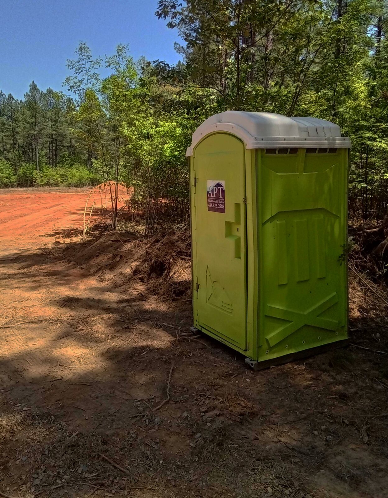 APT construction toilet placed at a rural Central Virginia jobsite